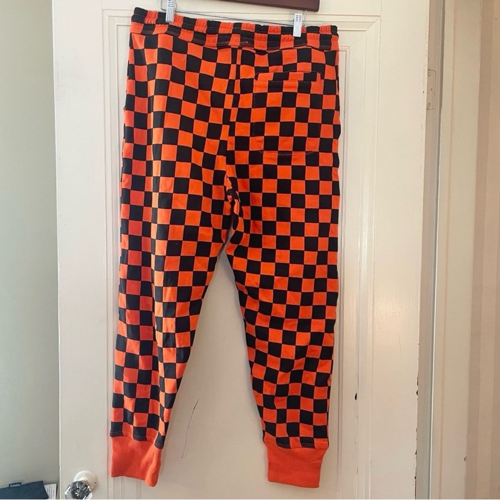 Urban Outfitters Orange & Black Checkered Halloween Sweatpants w/ Pockets, L/XL - Picture 5 of 7